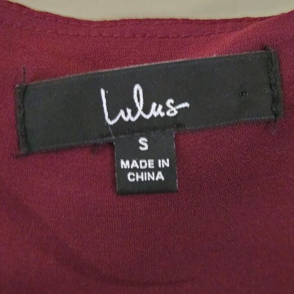 Lulus Wild Winds Burgundy Floral Print High Low Wrap Dress Size S - Picture 12 of 13